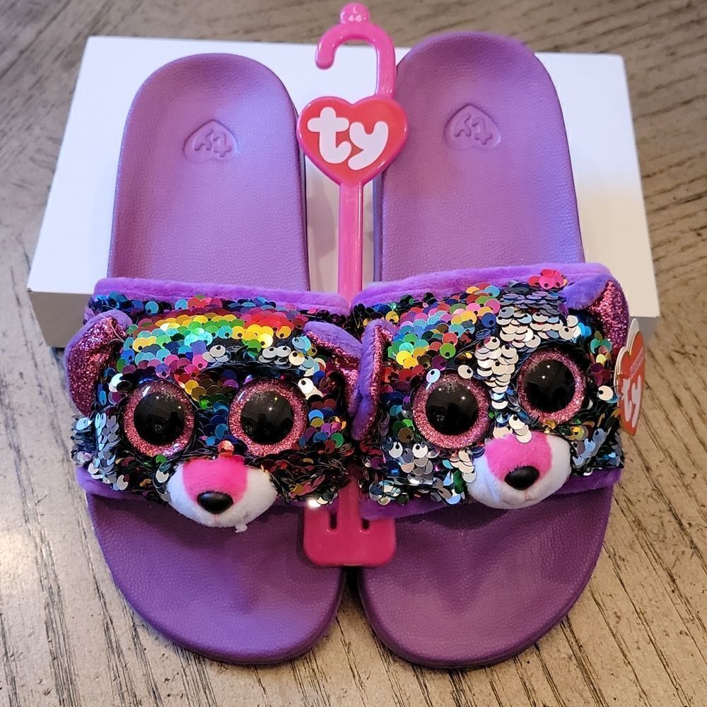 Ty girls sequin slippers size 4-6 💕💜